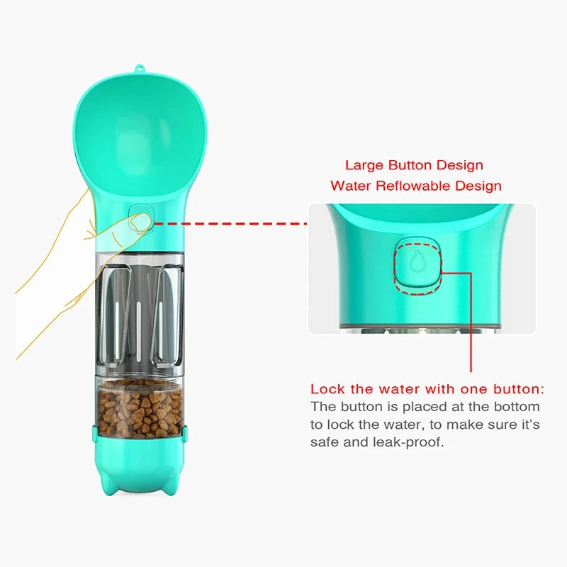 Bouteille d'eau portable 3 en 1 - Gourde, Lance Balle, Récipient à friandises
